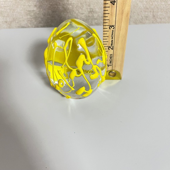 Artisan‎ Paint Drizzle Glass Paperweight Yellow 3" - Picture 6 of 6